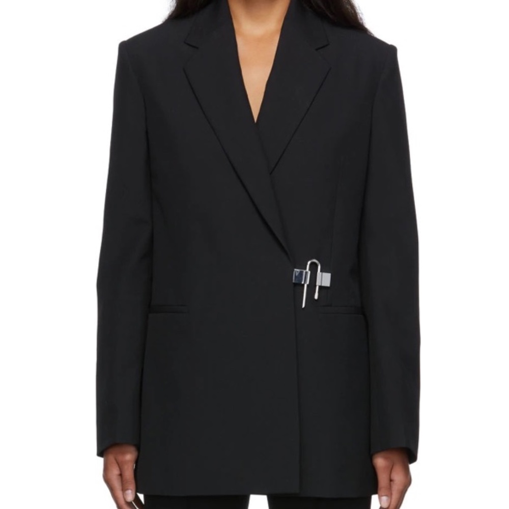 NWT! Givenchy Padlock Closure Oversized Black Wool Blazer Sz34--36FR